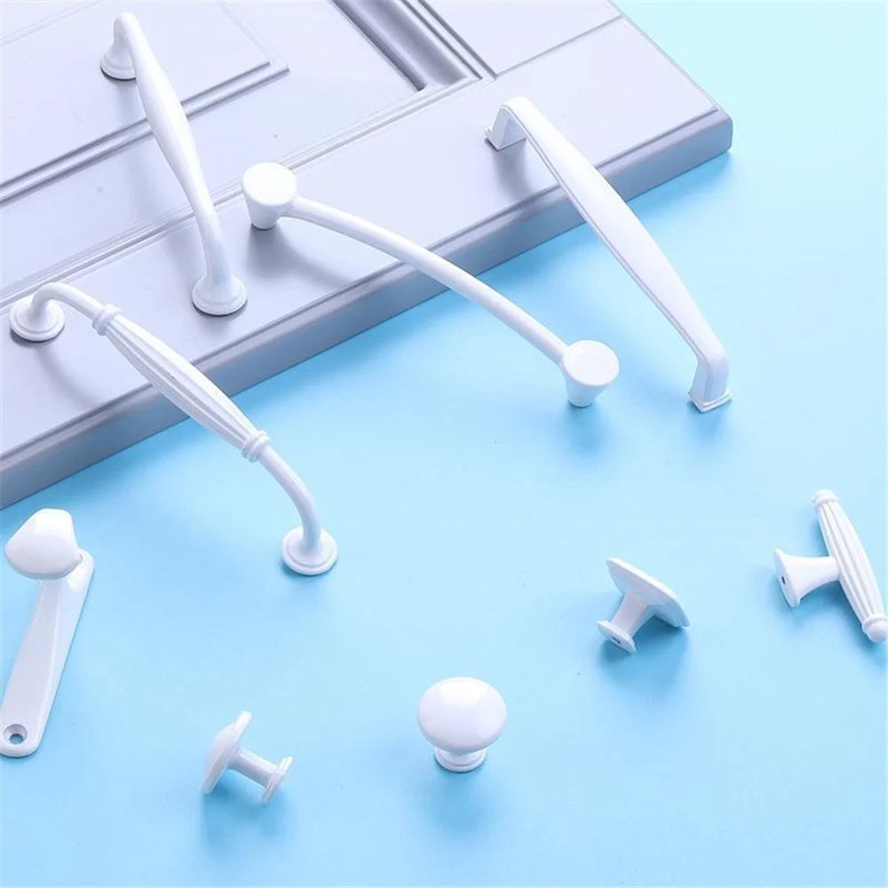 American Style Furniture Handle Aluminum Alloy Drawer Wardrobe Cabinet Puller Door Handle - Style  A7 / 128mm Pitch / White - 4