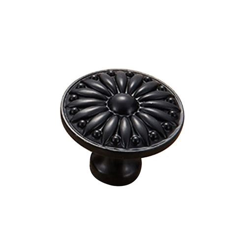 Zinc Alloy Furniture Classical Pull Handle Cabinet Drawer Wardrobe Puller Single Hole Door Knob, 22mm Screw - Matte Black - 1
