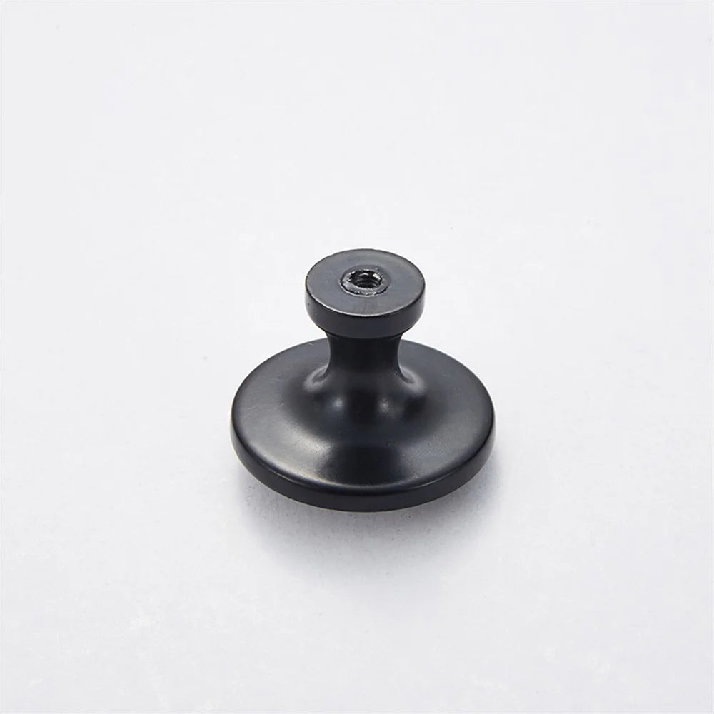 Zinc Alloy Furniture Classical Pull Handle Cabinet Drawer Wardrobe Puller Single Hole Door Knob, 22mm Screw - Matte Black - 3