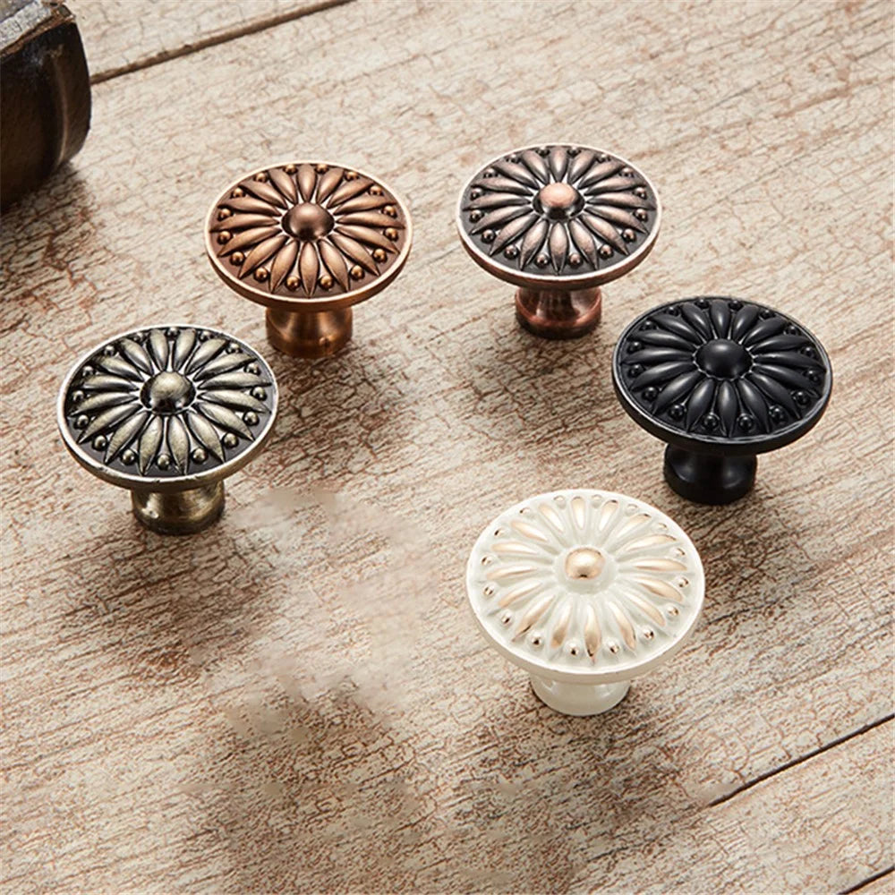 Zinc Alloy Furniture Classical Pull Handle Cabinet Drawer Wardrobe Puller Single Hole Door Knob, 22mm Screw - Matte Black - 4