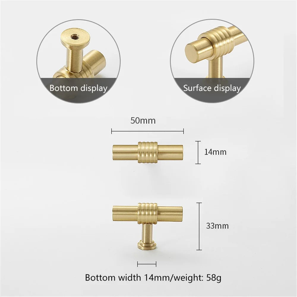 Home Decor Hardware T-shaped Copper Bar Knob Kitchen Bedroom Cabinet Single Screw Hole Pull Handle with 25mm Screw - 4