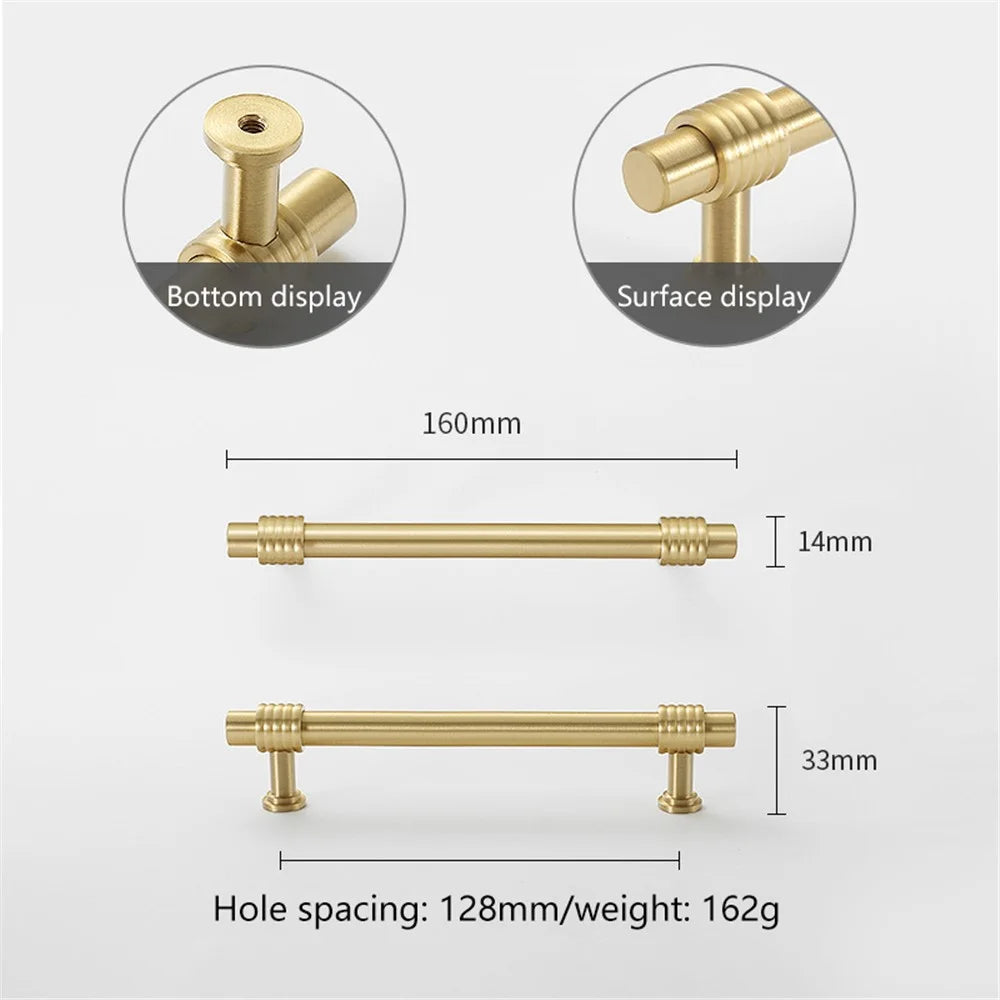 Copper Dresser Pull Kitchen Cabinet Handle Drawer Pull Replacement Home Decorative Hardware with 25mm Screw, 128mm Hole Distance - 5