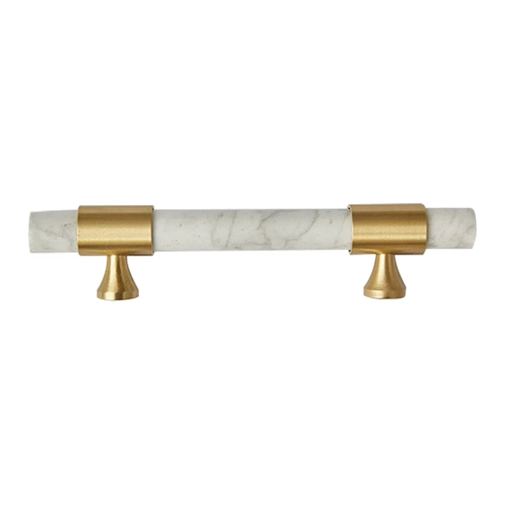 Marble+Brass 188mm Pull Handle Replacement for Home Bedroom Wardrobe Kitchen Cabinet with 25mm Screw, 128mm Hole Distance - White - 1