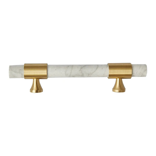 Marble+Brass 188mm Pull Handle Replacement for Home Bedroom Wardrobe Kitchen Cabinet with 25mm Screw, 128mm Hole Distance - White - 1