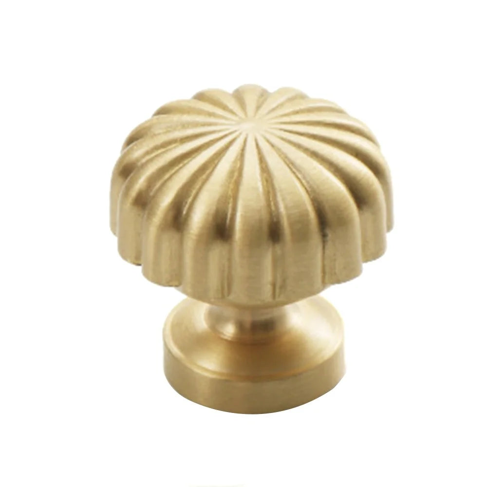 Nordic Pumpkin Shape Golden Brass Handle Cabinet Pull Knob Furniture Decor with 25mm Screw, Size S - 1