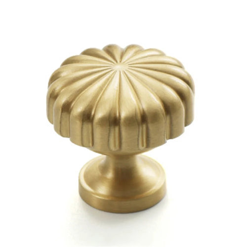 Golden Pumpkin Shape Brass Handle Cabinet Pull Knob Nordic Furniture Decor with 25mm Screw, Size L - 1