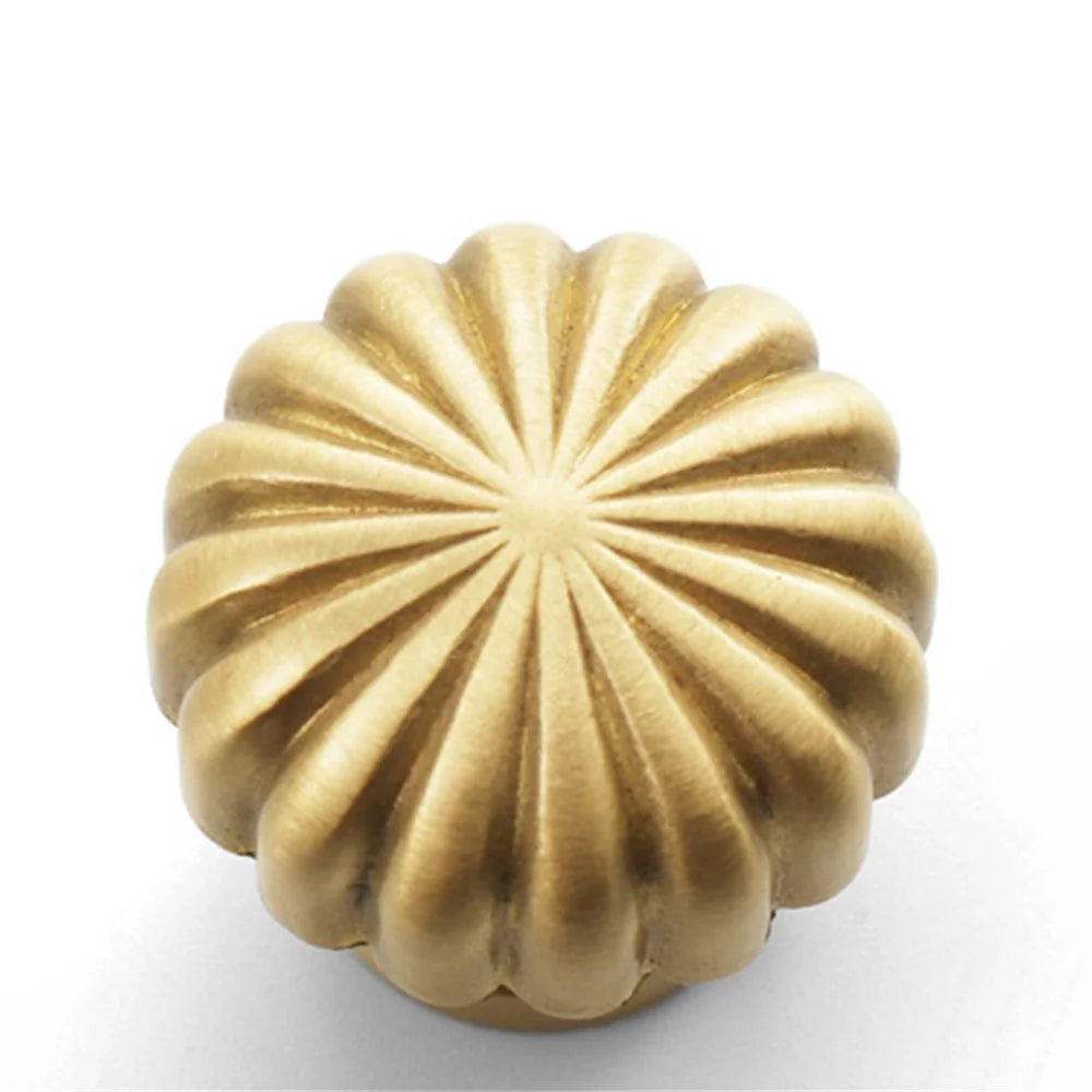 Golden Pumpkin Shape Brass Handle Cabinet Pull Knob Nordic Furniture Decor with 25mm Screw, Size L - 6