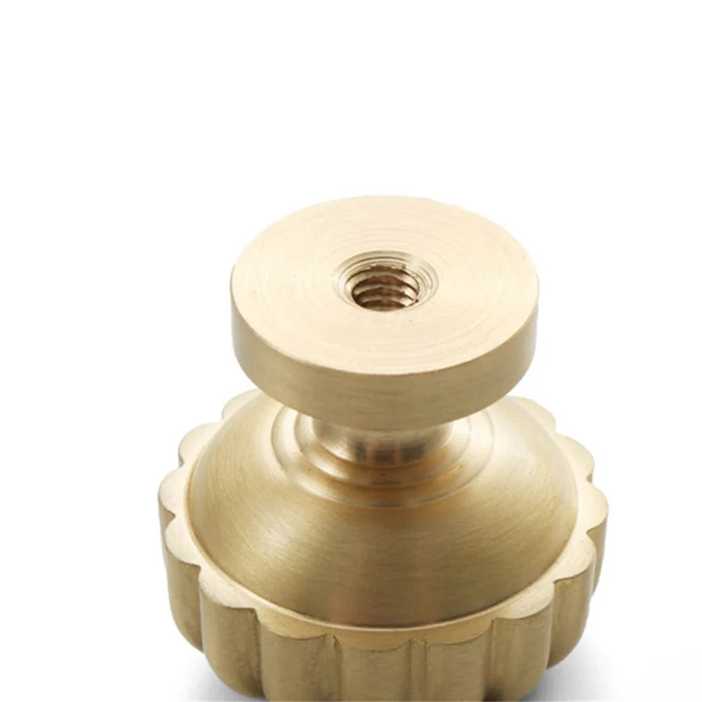 Golden Pumpkin Shape Brass Handle Cabinet Pull Knob Nordic Furniture Decor with 25mm Screw, Size L - 7