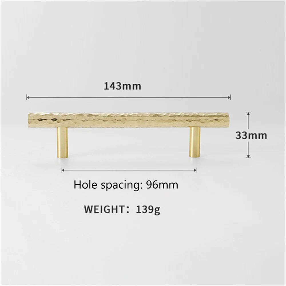96mm Hole Pitch Hammered Texture Brass Pull Handle Cabinet Drawer Wardrobe Furniture Handle with 25mm Screw - 5