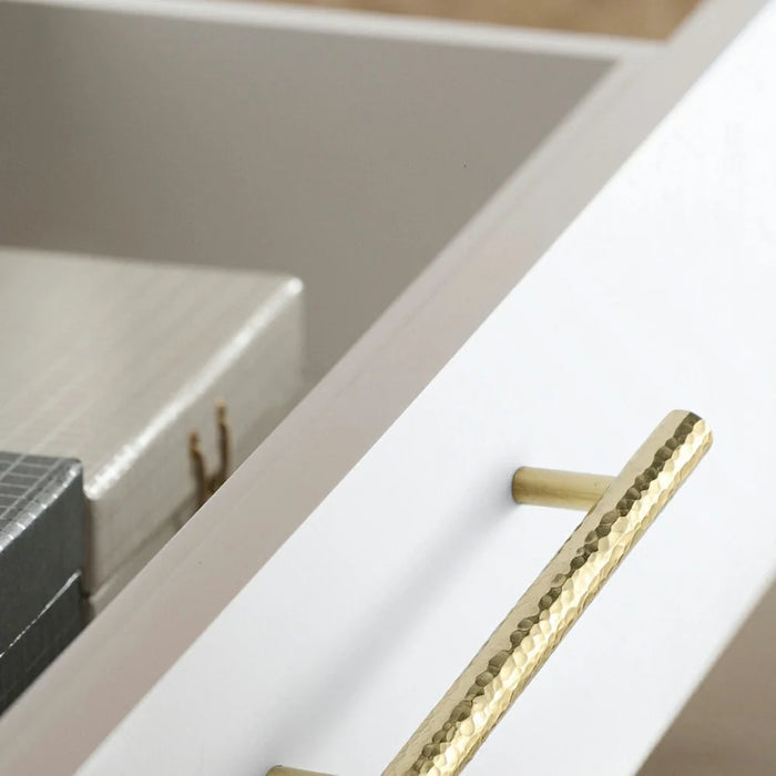 128mm Hole Pitch Stylish Hammered Texture Brass Handle Cabinet Drawer Wardrobe Pull Handle Furniture Parts with 25mm Screw - 3