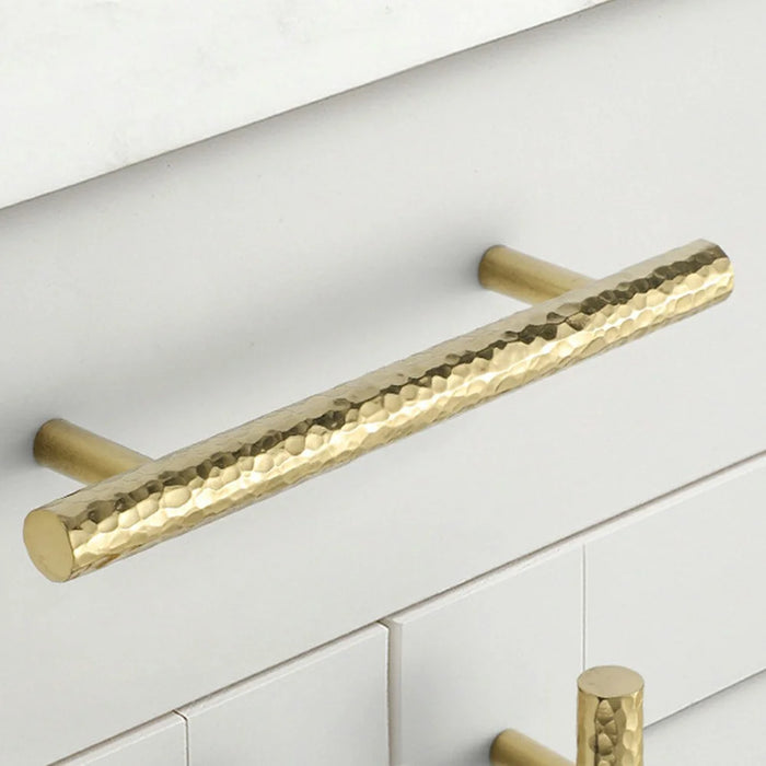 128mm Hole Pitch Stylish Hammered Texture Brass Handle Cabinet Drawer Wardrobe Pull Handle Furniture Parts with 25mm Screw - 4