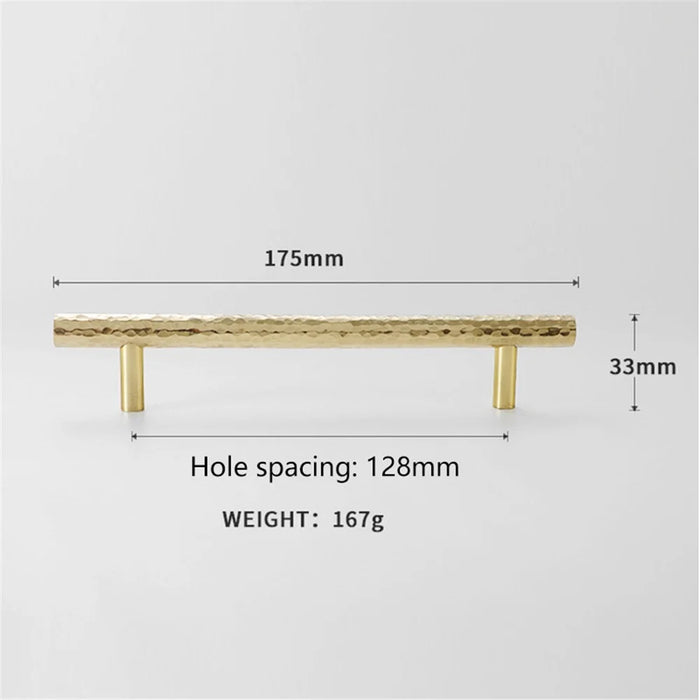 128mm Hole Pitch Stylish Hammered Texture Brass Handle Cabinet Drawer Wardrobe Pull Handle Furniture Parts with 25mm Screw - 5