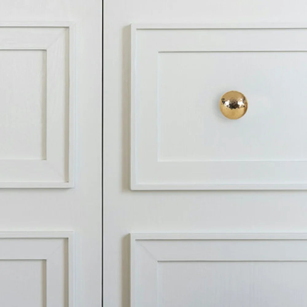 25mm Round Ball Brass Furniture Handle Hammered Texture Cabinet Drawer Wardrobe Door Knob - 2