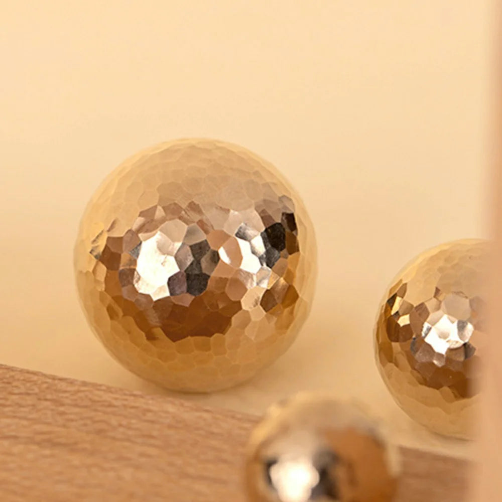 25mm Round Ball Brass Furniture Handle Hammered Texture Cabinet Drawer Wardrobe Door Knob - 5