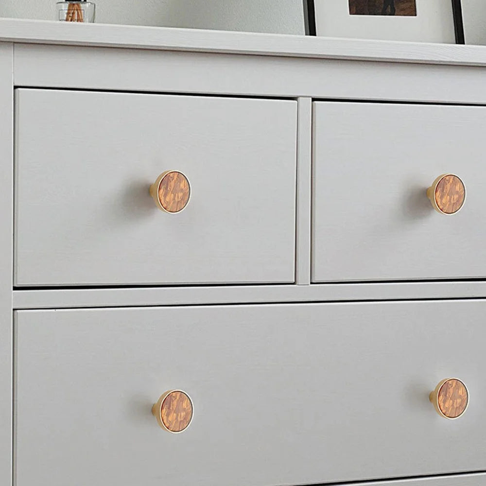 Zinc Alloy Shell Marble Texture Furniture Round Handle Drawer Wardrobe Cabinet Door Knob, 22mm Screw - S / Rock Grey - 3