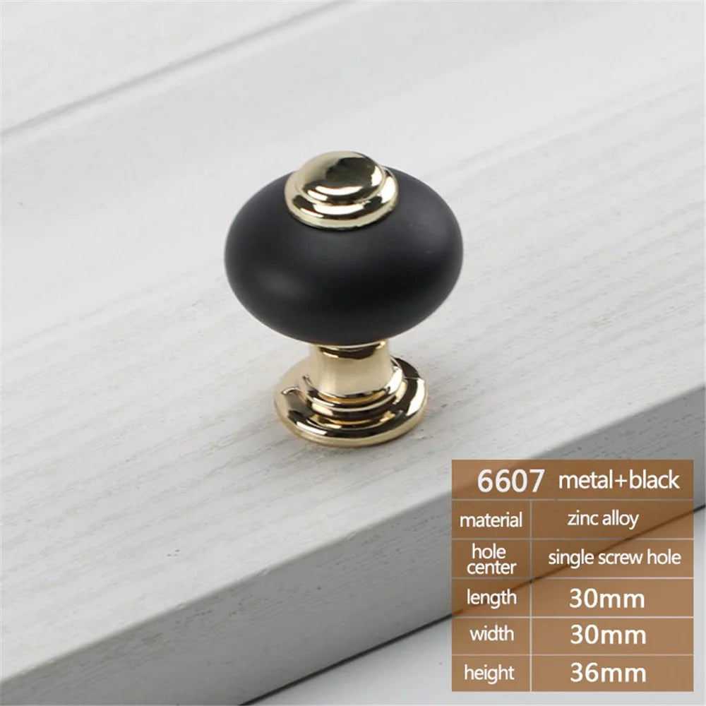 Stylish Cabinet Handle Drawer Wardrobe Cupboard Puller Zinc Alloy Furniture Door Knob with 22mm Screw - Gold+Black - 2