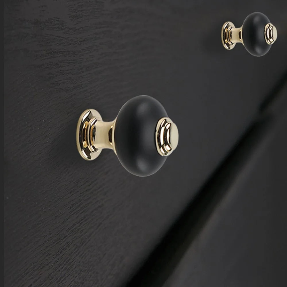 Stylish Cabinet Handle Drawer Wardrobe Cupboard Puller Zinc Alloy Furniture Door Knob with 22mm Screw - Gold+Black - 6
