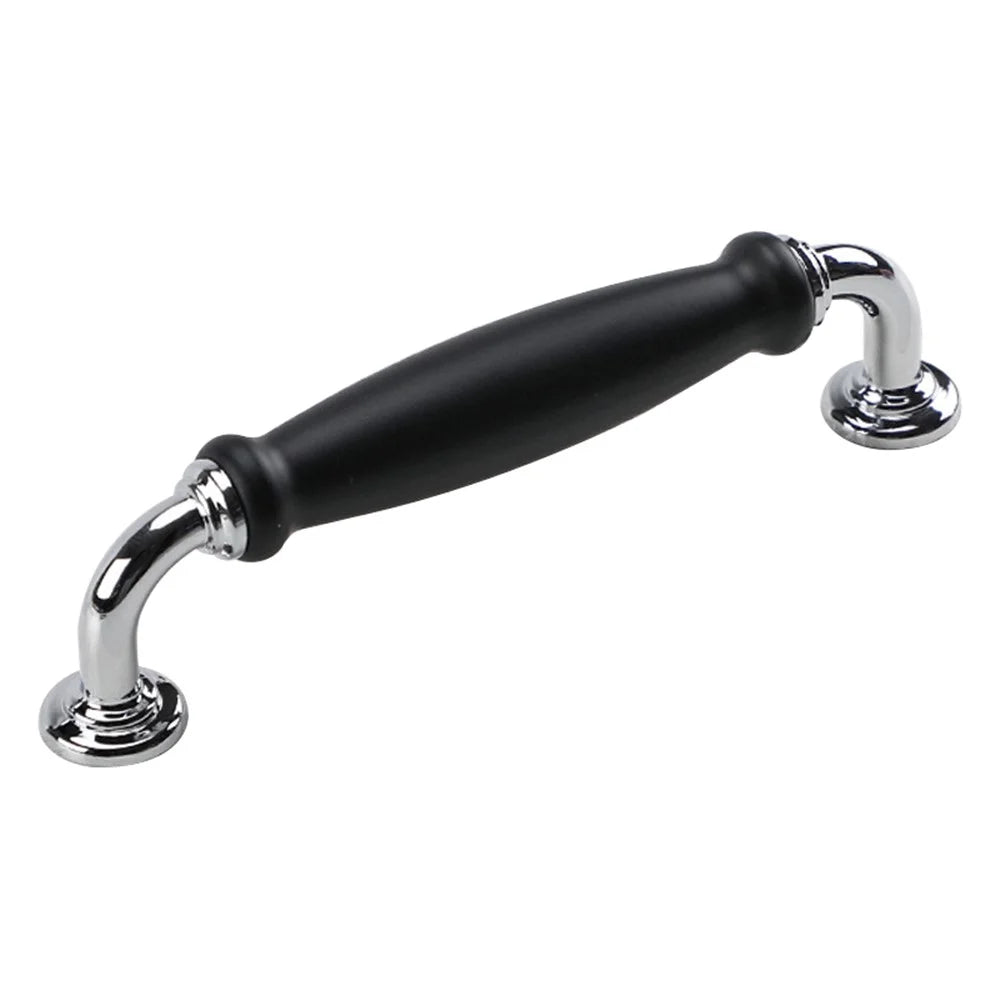 Metal Cabinet Pulls Handles with 22mm Screw, 128 Hole Distance, Aluminum Alloy Wardrobe Drawer Pulls - Chrome / Black - 1