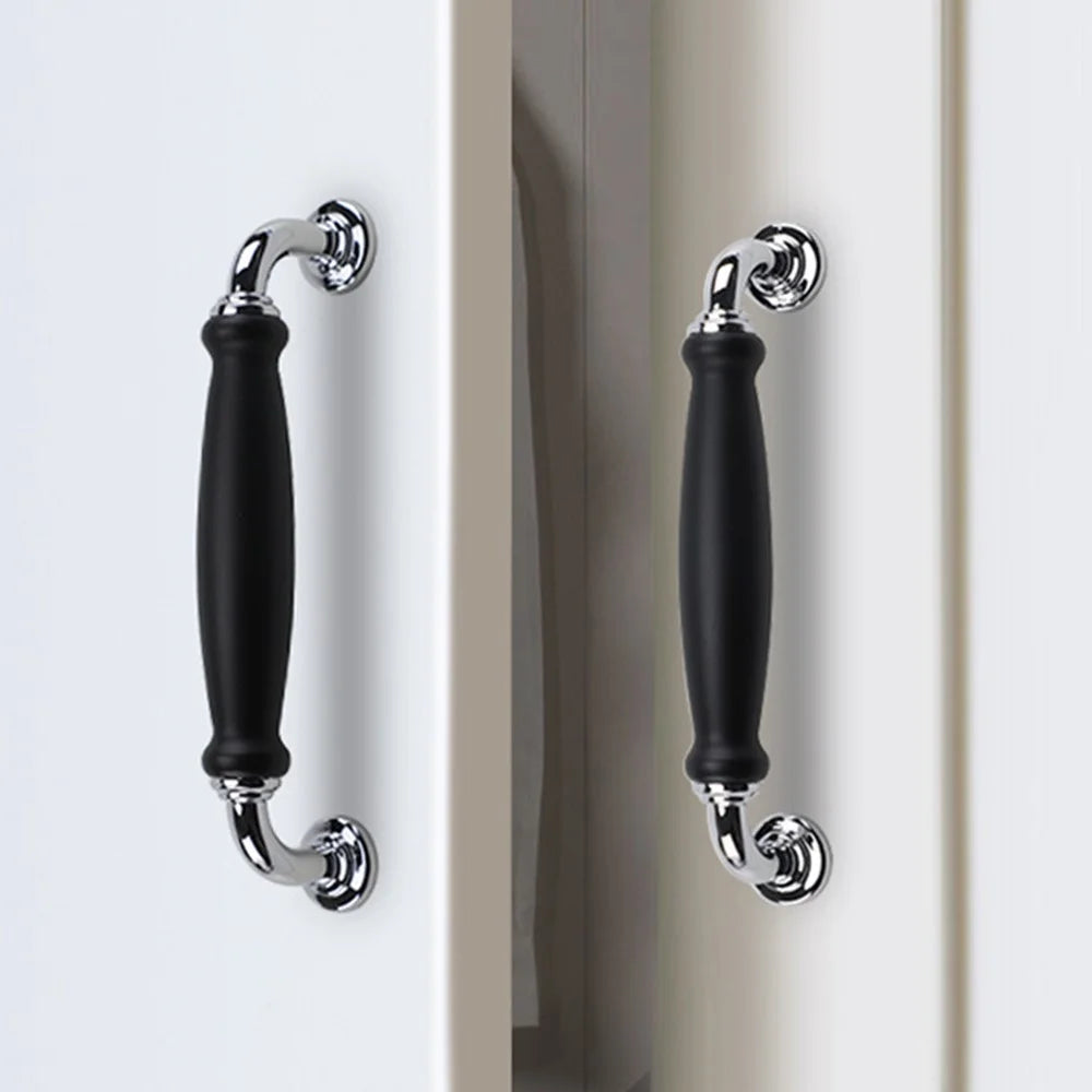 Metal Cabinet Pulls Handles with 22mm Screw, 128 Hole Distance, Aluminum Alloy Wardrobe Drawer Pulls - Chrome / Black - 5