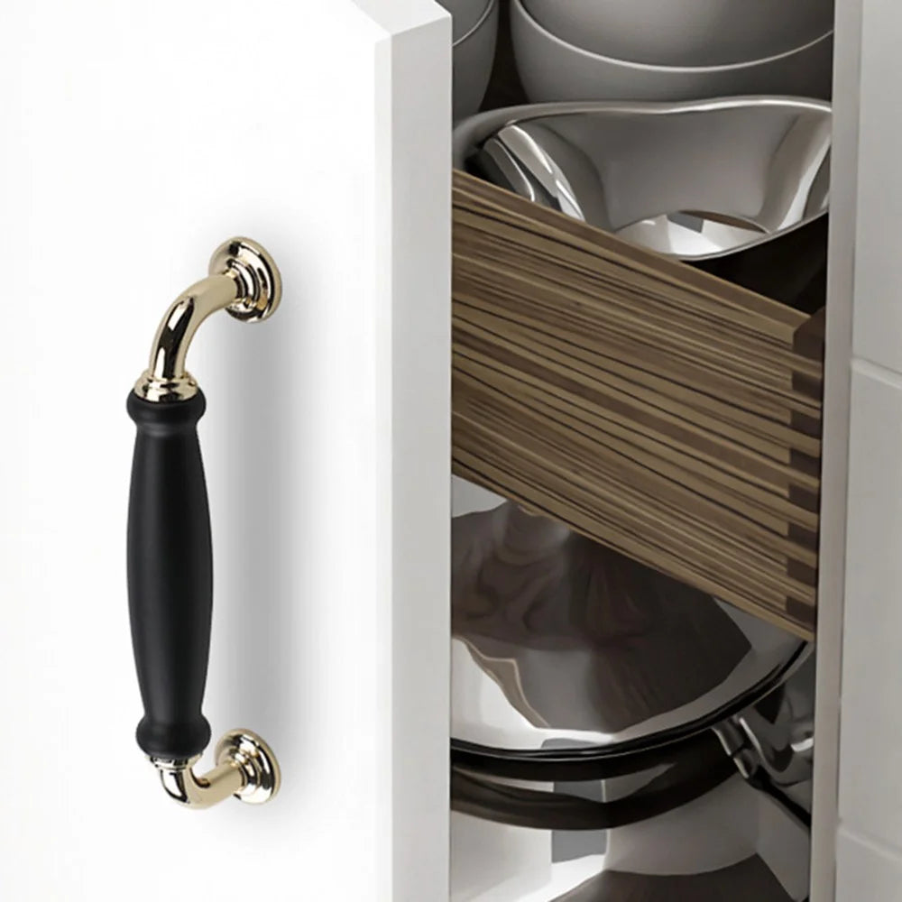 Metal Cabinet Pulls Handles with 22mm Screw, 128 Hole Distance, Aluminum Alloy Wardrobe Drawer Pulls - Chrome / Black - 7