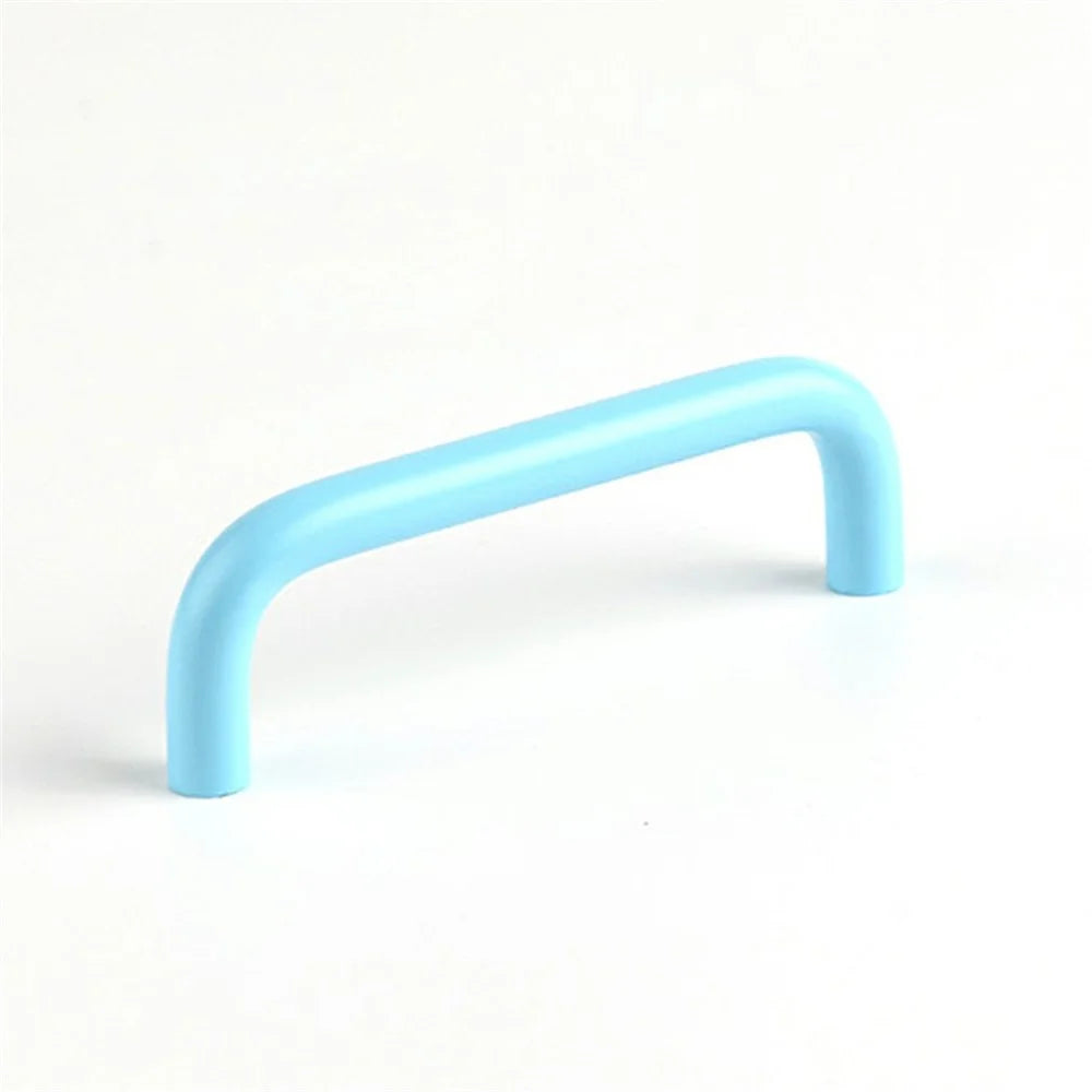 Aluminum Alloy Cabinet Pulls Handles with 22mm Screw, Wardrobe Drawer Hardware Metal Pulls - Blue / 96mm Hole Distance - 1