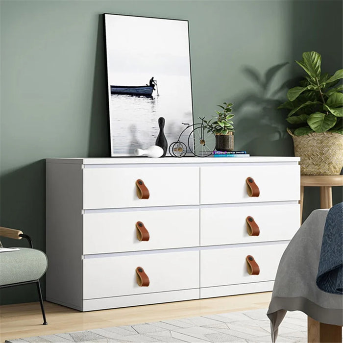 22mm Screw Leather Cabinet Pulls Anti-Collision Wardrobe Drawer Handles Pulls - 6188 Brown / Single Hole - 6