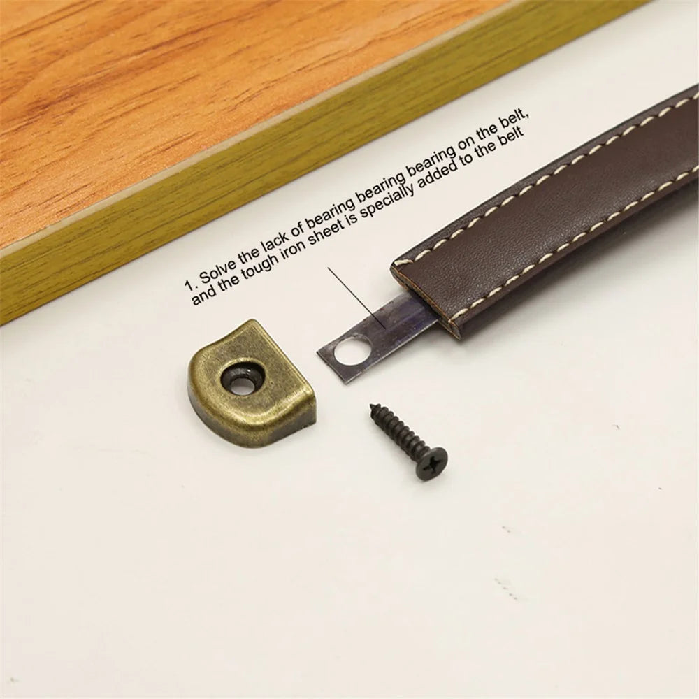 Leather Drawer Handles Wardrobe Cabinets Kitchen Closet Knob Door Pulls with 18mm Self-Tapping Screw - 6501 Dark Brown-160 - 3