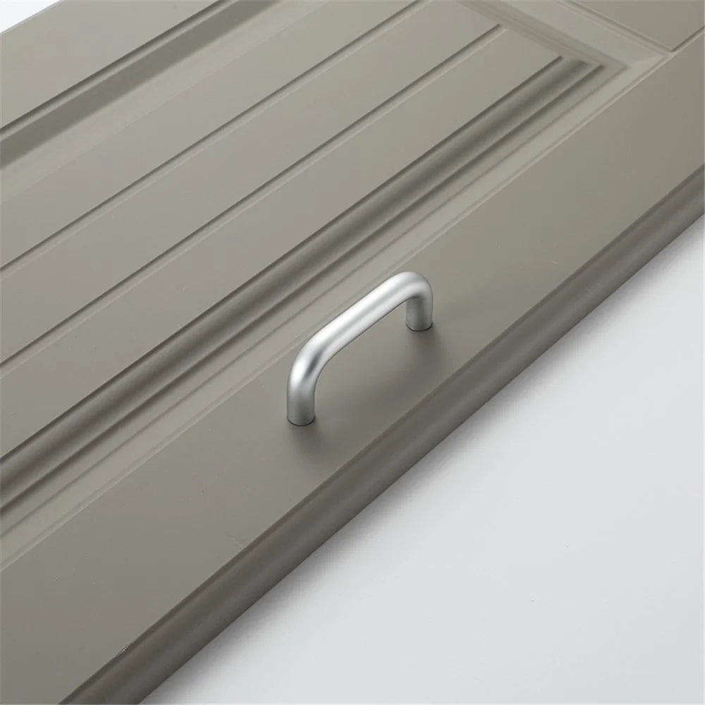 Solid Aluminium Alloy Furniture Door Handle Cabinet Cupboard Pull Knob, Screw Size: 4*22mm - Matte Silver 303 / 96mm Hole Pitch - 3