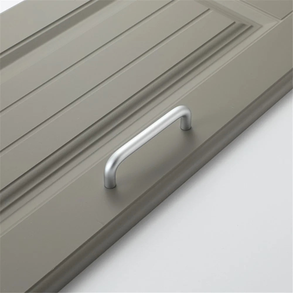 Solid Aluminium Alloy Furniture Door Handle Cabinet Cupboard Pull Knob, Screw Size: 4*22mm - Matte Silver 303 / 96mm Hole Pitch - 4