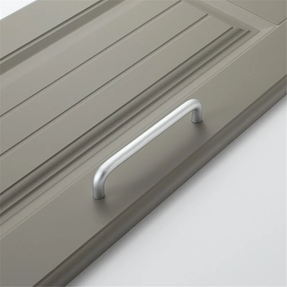 Solid Aluminium Alloy Furniture Door Handle Cabinet Cupboard Pull Knob, Screw Size: 4*22mm - Matte Silver 303 / 96mm Hole Pitch - 5