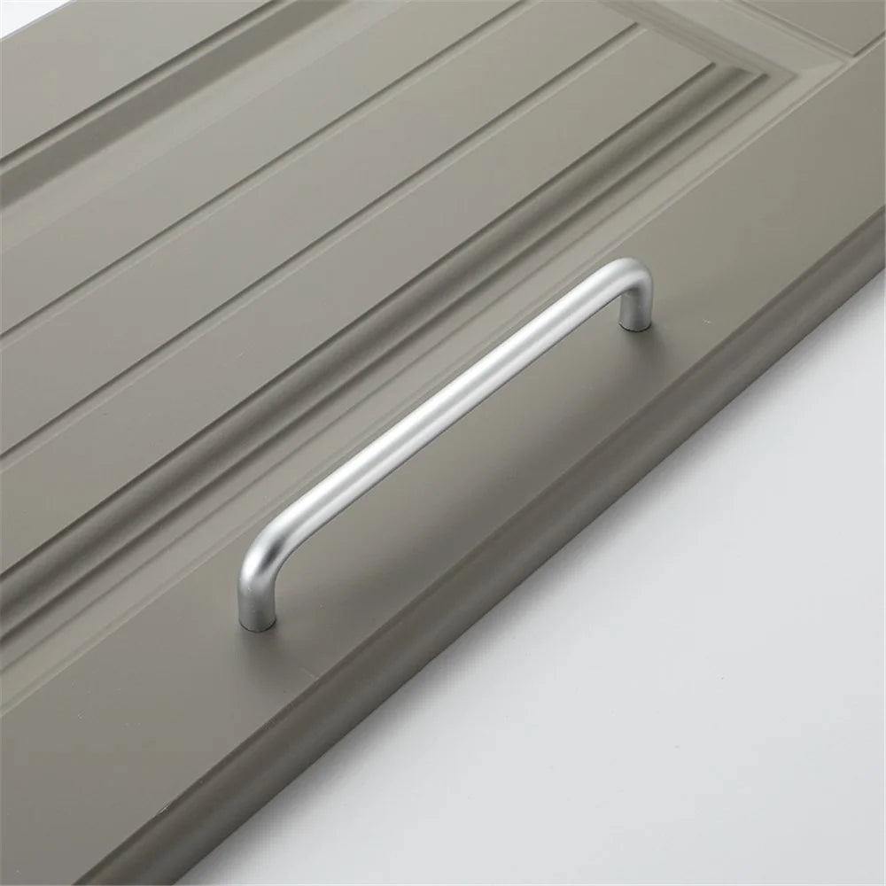 Solid Aluminium Alloy Furniture Door Handle Cabinet Cupboard Pull Knob, Screw Size: 4*22mm - Matte Silver 303 / 96mm Hole Pitch - 6