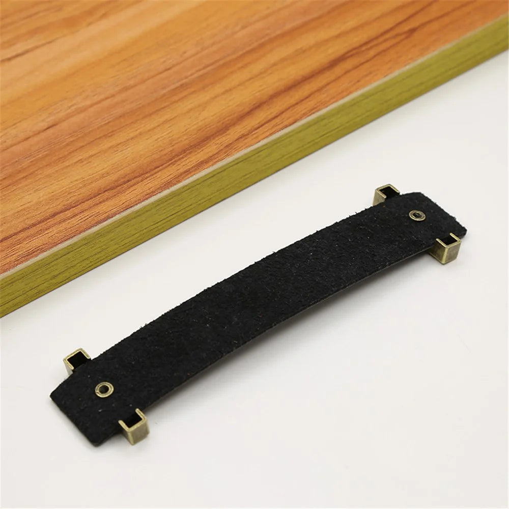 Cabinet Leather Handle Wardrobe Pull Retro Drawer Kitchen Furniture Leather Knob with 22mm Screw - Light Brown / Single Hole - 4