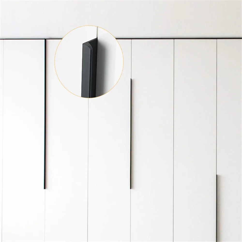 Aluminum Alloy Cabinet Pulls Handles Embedded Wardrobe Drawer Metal Pulls with 15mm Self-Tapping Screw - 64 / 80 / Matte Black - 2
