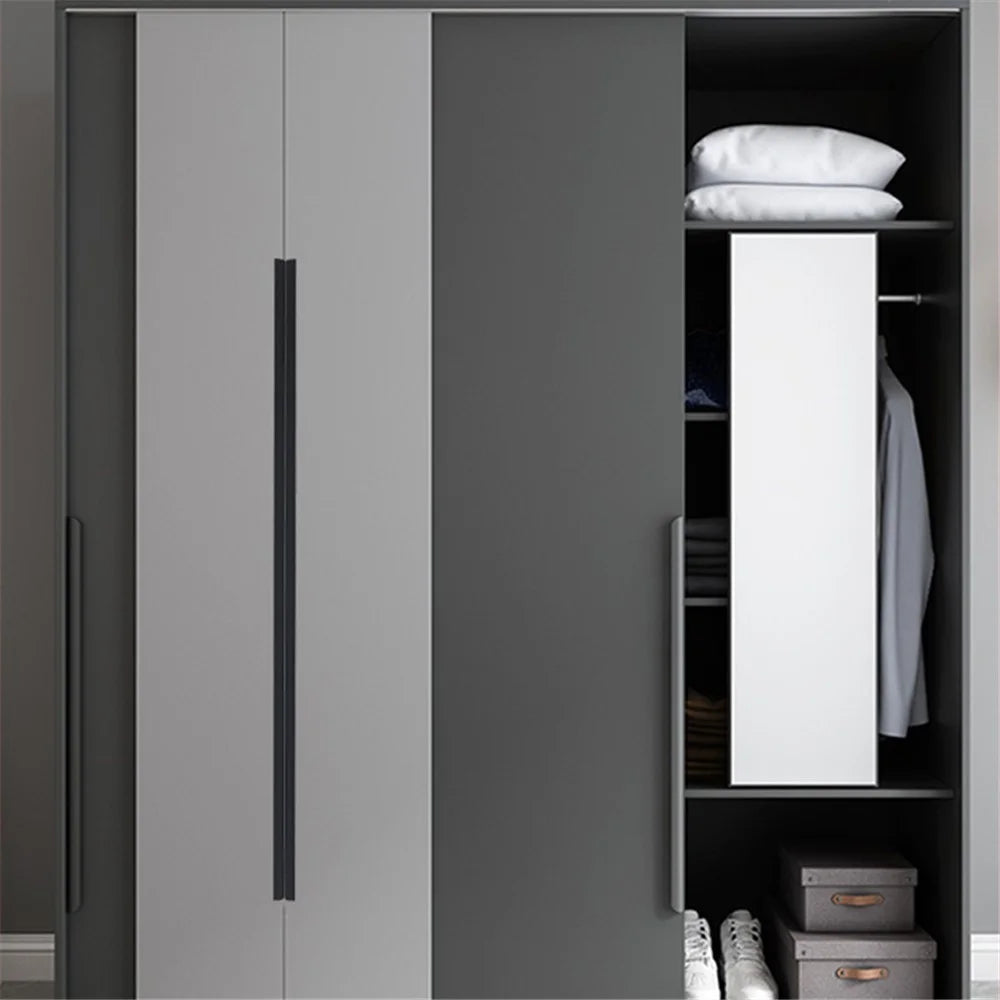 Aluminum Alloy Cabinet Pulls Handles Embedded Wardrobe Drawer Metal Pulls with 15mm Self-Tapping Screw - 64 / 80 / Matte Black - 3