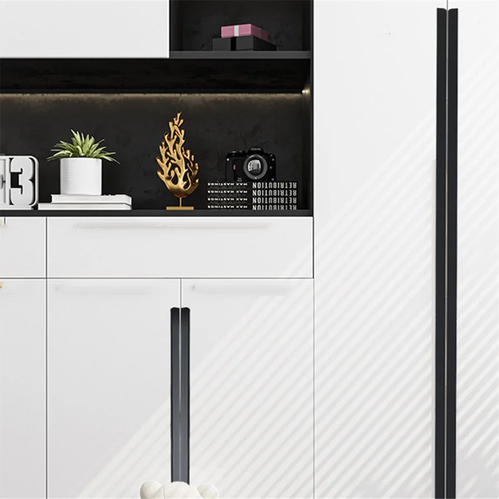 Aluminum Alloy Cabinet Pulls Handles Embedded Wardrobe Drawer Metal Pulls with 15mm Self-Tapping Screw - 64 / 80 / Matte Black - 4