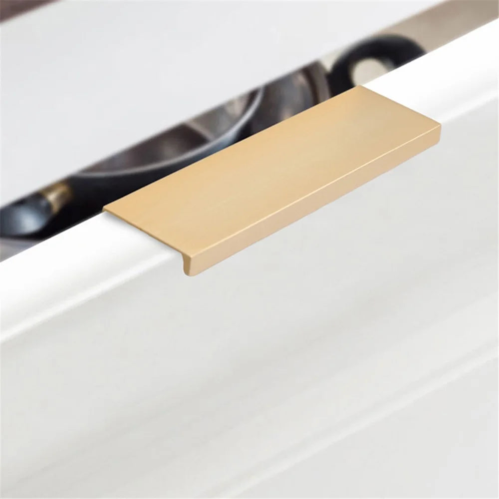 Aluminum Alloy Cabinet Pulls Handles Embedded Wardrobe Drawer Metal Pulls with 15mm Self-Tapping Screw - 64 / 80 / Matte Black - 7