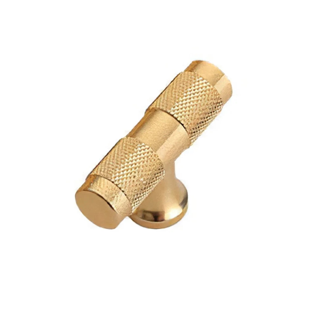 Closet T-Shape Bar Pull Handle Aluminum Profile Knob Kitchen Bedroom Cabinet Single Screw Hole Handle with 22mm Screw - Gold - 1