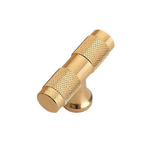 Closet T-Shape Bar Pull Handle Aluminum Profile Knob Kitchen Bedroom Cabinet Single Screw Hole Handle with 22mm Screw - Gold - 1