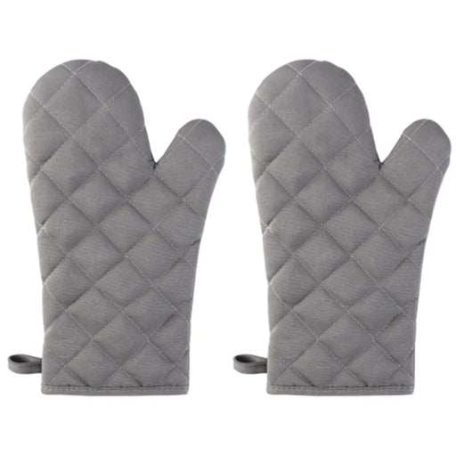 1 Pair Rhombus Texture Cotton Gloves Baking High-Temperature Resistant Thickened Microwave Oven Gloves Kitchen Tools - Grey - 1