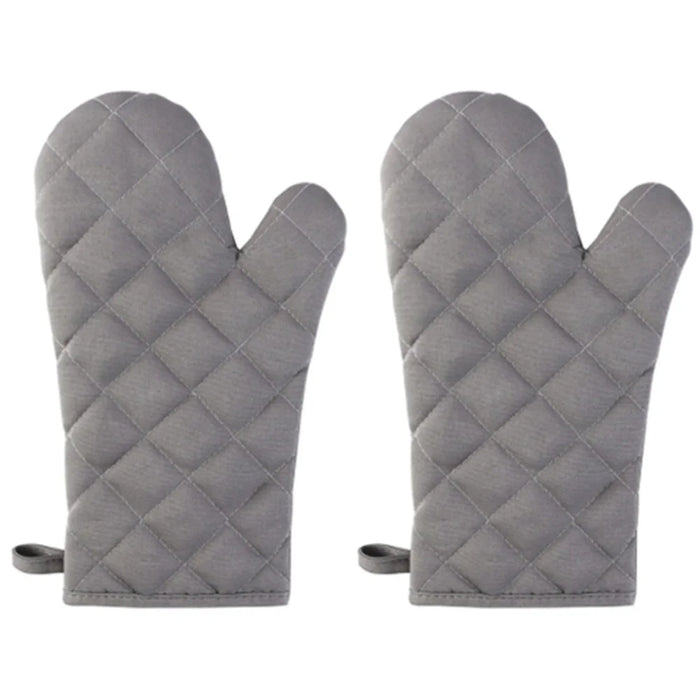 1 Pair Rhombus Texture Cotton Gloves Baking High-Temperature Resistant Thickened Microwave Oven Gloves Kitchen Tools - Grey - 1