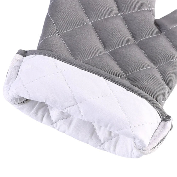 1 Pair Rhombus Texture Cotton Gloves Baking High-Temperature Resistant Thickened Microwave Oven Gloves Kitchen Tools - Grey - 4