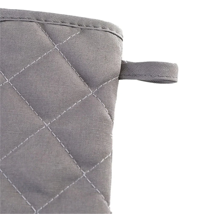 1 Pair Rhombus Texture Cotton Gloves Baking High-Temperature Resistant Thickened Microwave Oven Gloves Kitchen Tools - Grey - 5