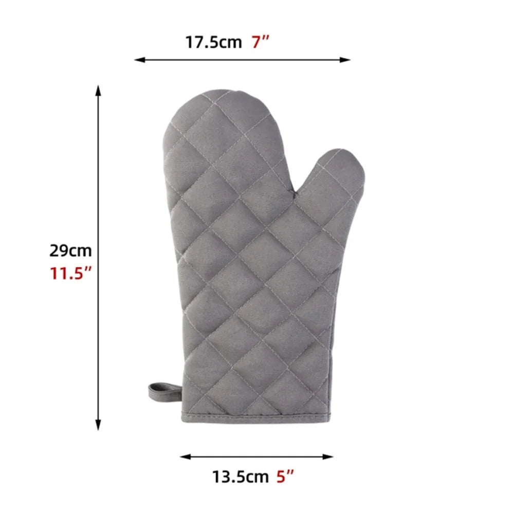 1 Pair Rhombus Texture Cotton Gloves Baking High-Temperature Resistant Thickened Microwave Oven Gloves Kitchen Tools - Grey - 7