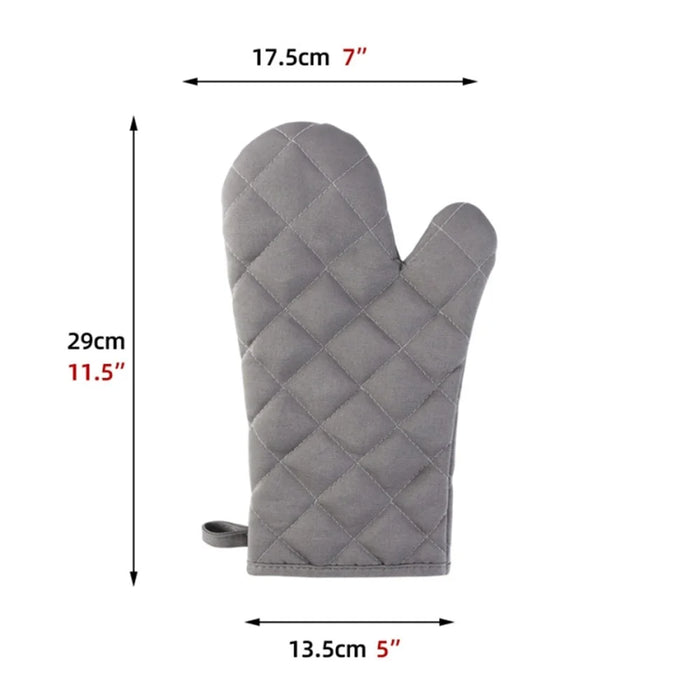 1 Pair Rhombus Texture Cotton Gloves Baking High-Temperature Resistant Thickened Microwave Oven Gloves Kitchen Tools - Grey - 7