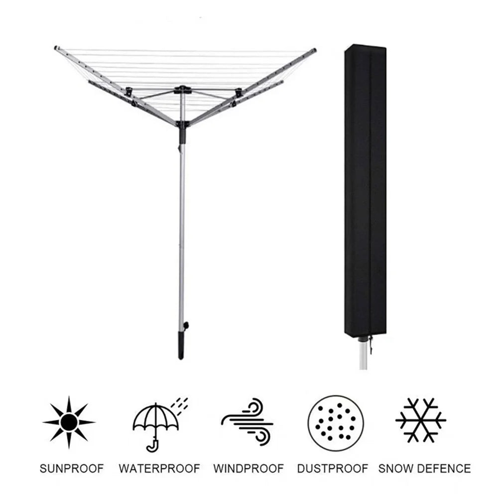 200 x 30 x 30cm Folding Clothes Drying Rack Dust-Proof Cover 210D Oxford Waterproof Clothes Rack Drawstring Bag - Black - 2