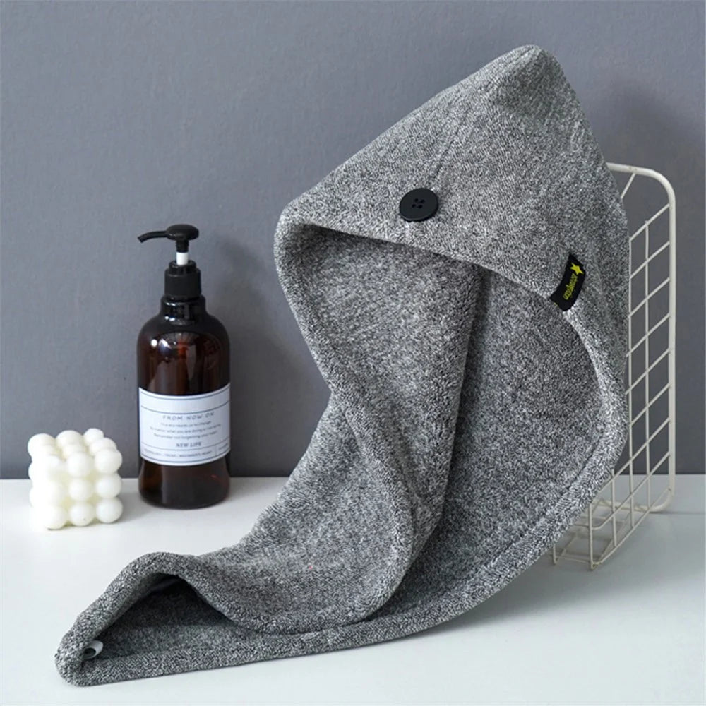 Hair Towel Wrap Super Absorbent Quick Dry Hair Turban Bathroom Essential Accessories - Grey - 1