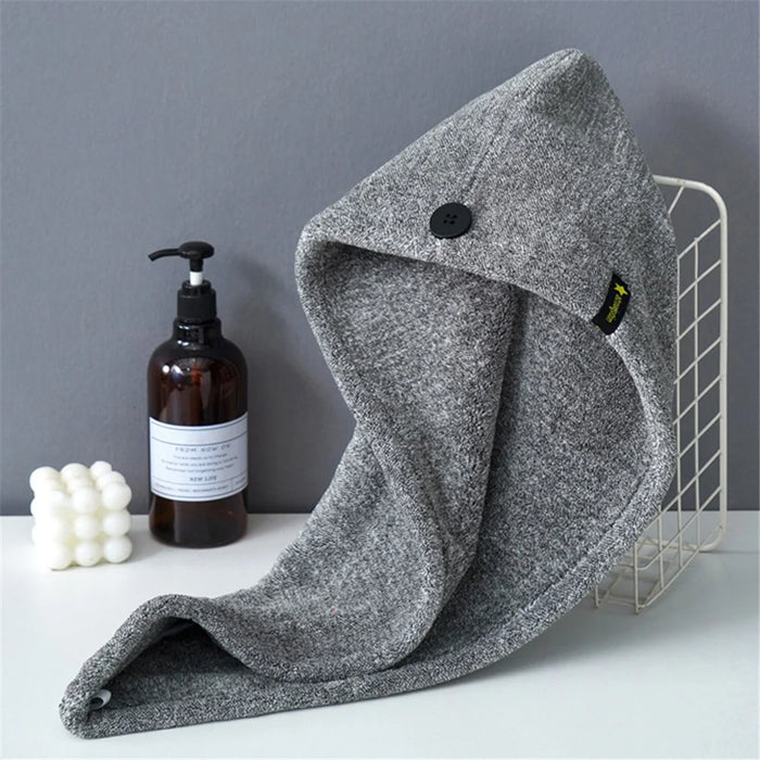 Hair Towel Wrap Super Absorbent Quick Dry Hair Turban Bathroom Essential Accessories - Grey - 1