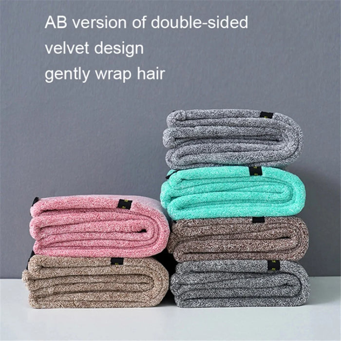 Hair Towel Wrap Super Absorbent Quick Dry Hair Turban Bathroom Essential Accessories - Grey - 5