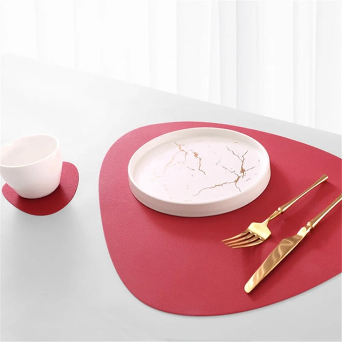 Desktop Silicone Dining Table Mat Heat Insulation Tableware Pad Set with Cup Mat - Red - 2