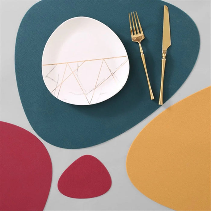 Desktop Silicone Dining Table Mat Heat Insulation Tableware Pad Set with Cup Mat - Red - 5
